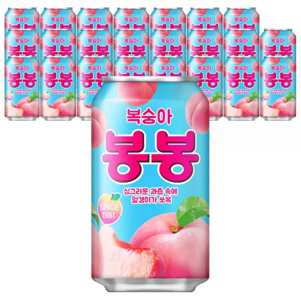해태음료 복숭아 봉봉, 340ml, 24개