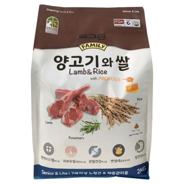 도그랑 시니어 양고기와 쌀 훼미리 건식사료, 양, 2kg