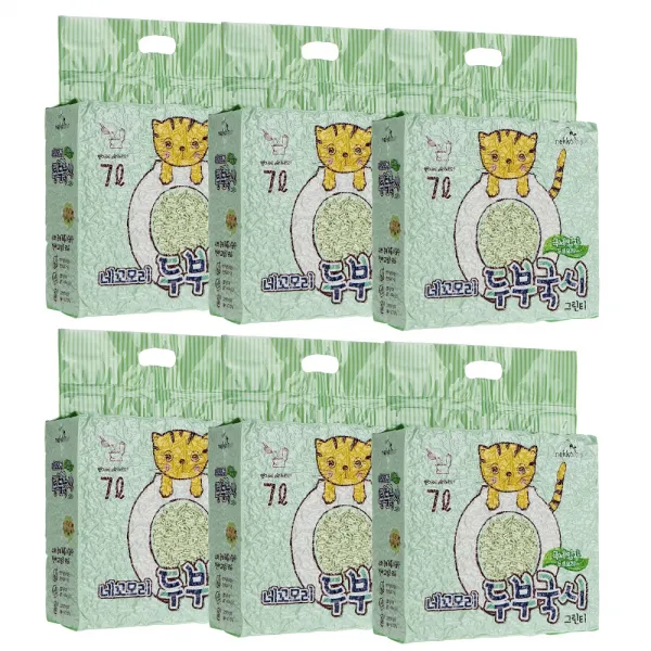 네꼬모리 두부국시 고양이 모래 그린티, 7L, 6개입