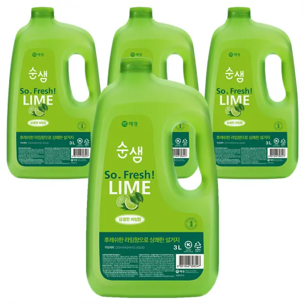 순샘 라임 주방세제 3l 4개