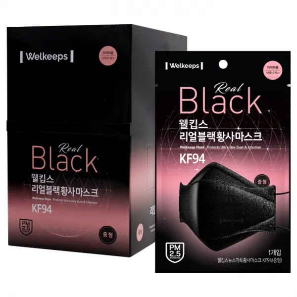 웰킵스 리얼블랙 황사마스크 중형 Kf94 25개입 1개