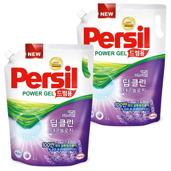 퍼실 딥클린 테크놀로지 라벤더젤 드럼용 리필, 2L, 2개