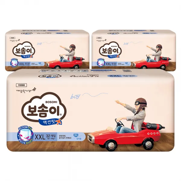 보솜이 액션핏 팬티형 기저귀 남아용 점보 XXL(17kg~), 96매