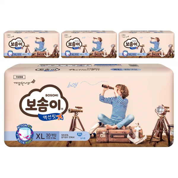 보솜이 액션핏 팬티형 기저귀 남아용 특대형(13~18kg), 120개입