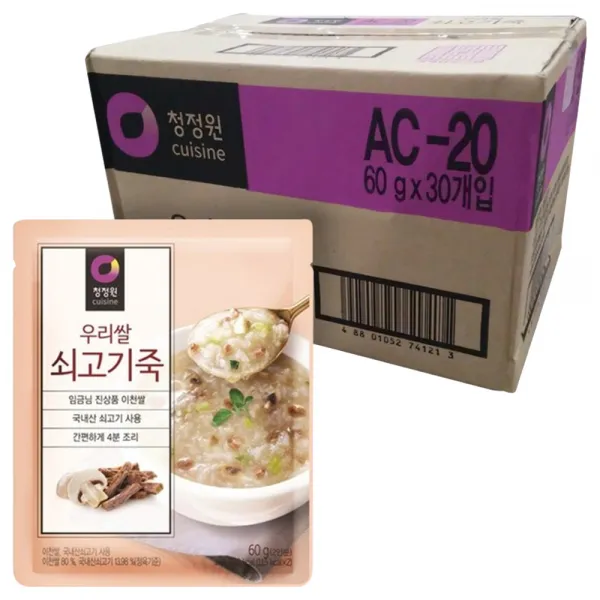 청정원 우리쌀 쇠고기죽, 60g, 30개