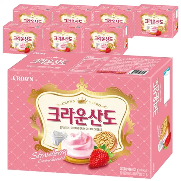크라운 산도 딸기크림치즈, 323g, 8개입