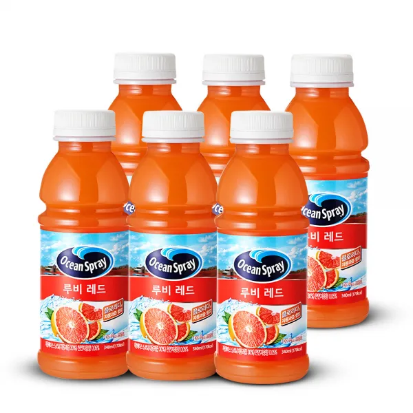 오션스프레이 루비레드 자몽 주스 드링크, 340ml, 6개
