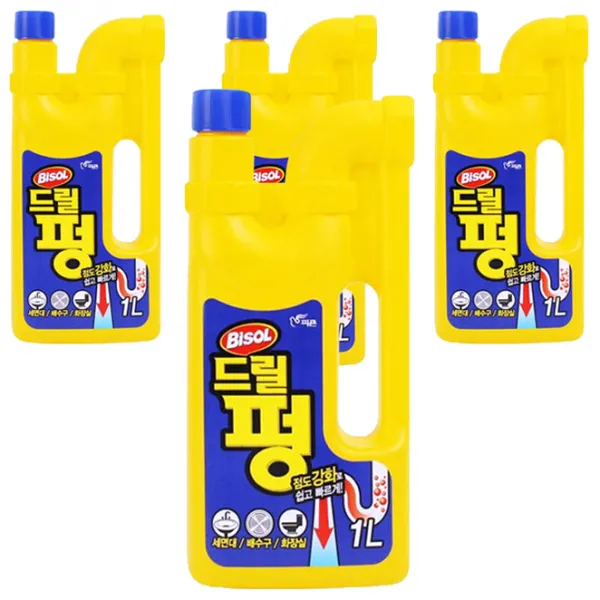 파워 드릴펑 배수구세정제, 1L, 4개
