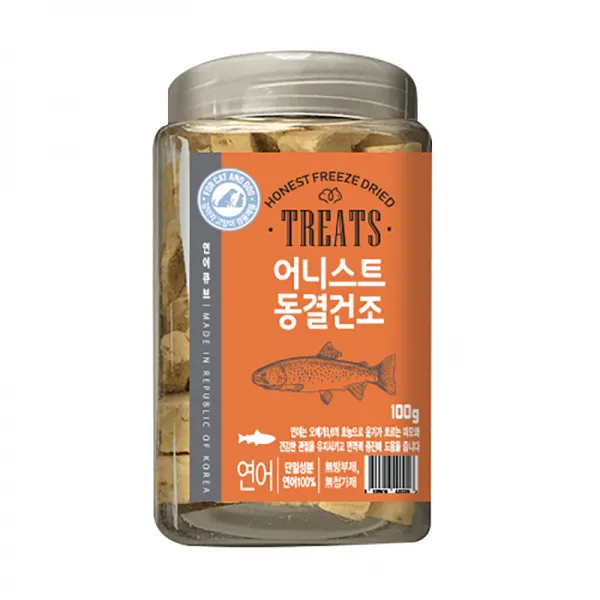 어니스트 강아지 고양이 겸용 동결건조간식 100g, 연어 큐브, 1개
