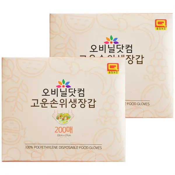 오비닐닷컴 고운손 위생장갑 200매입, 2개