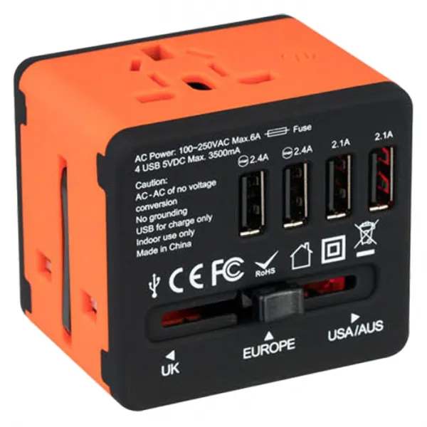 인트래블 USB 4포트 고속 멀티플러그 NO 1296 오렌지, 1개
