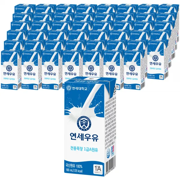 연세우유 멸균 흰우유, 190ml, 48개
