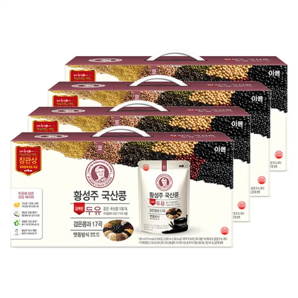 이롬 황성주 국산콩 담백한 두유 검은콩과 17곡, 180ml, 80개
