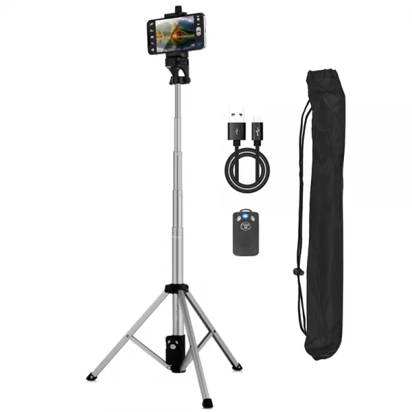 셀루미 고강도 2in1 블루투스 삼각대 셀카봉 134cm 실버, SEL-VCT88