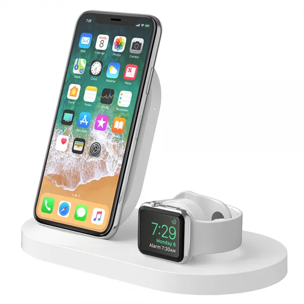 벨킨 아이폰 애플워치 USB A포트용 3 in 1 무선 멀티 충전독 F8J235kr, 화이트, 1개