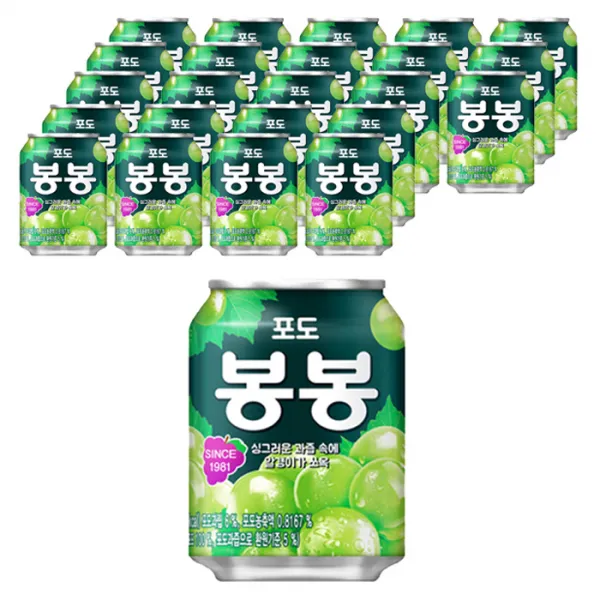 해태음료 포도 봉봉, 238ml, 24개