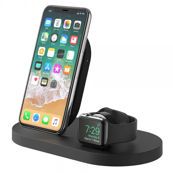 벨킨 아이폰 애플워치 USB A포트용 3 in 1 무선 멀티 충전독 F8J235kr, 블랙, 1개