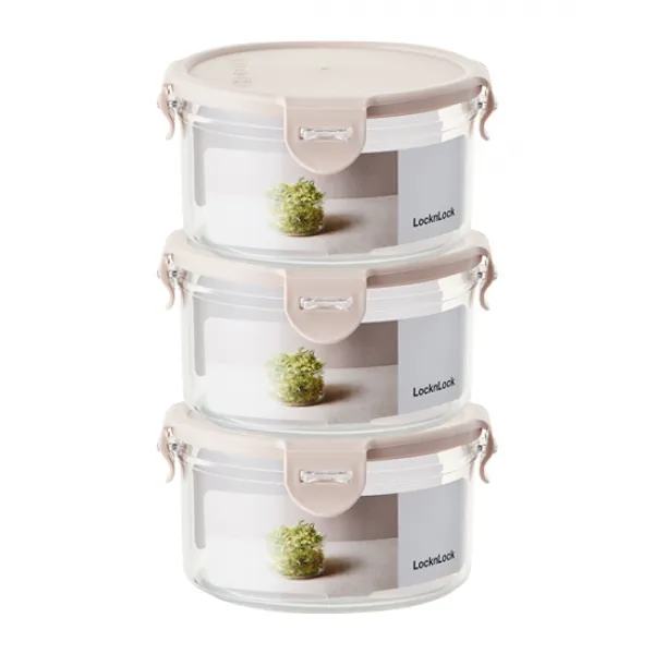 락앤락 스테커블 원형 650ml 3P, 3개, 용기 3개