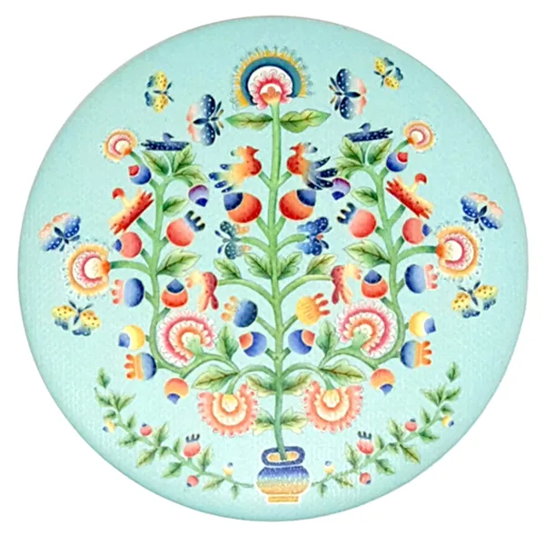 디자인가안채 양면손거울 자수 75 x 75 mm, 민트, 1개