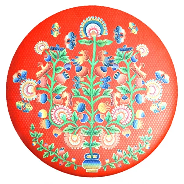 디자인가안채 양면손거울 자수 75 x 75 mm, 레드, 1개