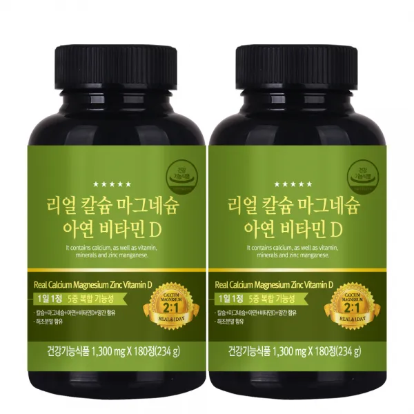 온푸드 리얼 칼슘 마그네슘 아연 비타민D, 180정, 2개