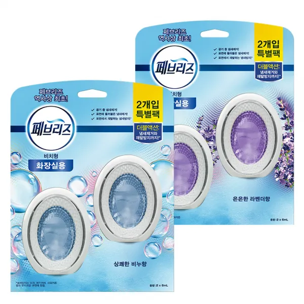 페브리즈 화장실용 상쾌한 비누향 본품 6ml x 2p + 은은한 라벤더향 본품 6ml x 2p, 1세트