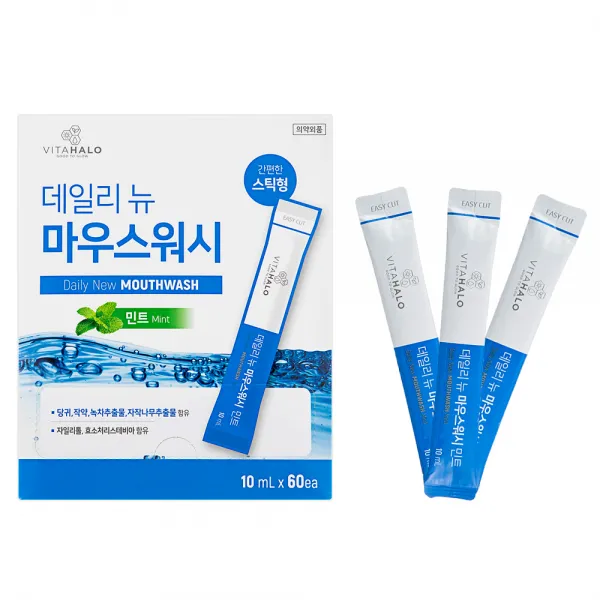 비타할로 데일리뉴 마우스워시 민트 스틱형, 10ml, 60개입