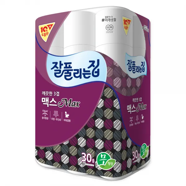 잘풀리는집 깨끗한 3겹 맥스 화장지 30m, 30롤, 1팩