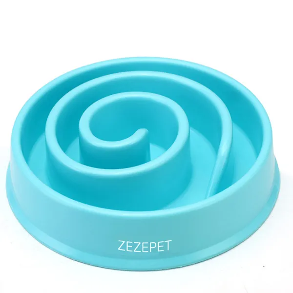 ZEZEPET 파스텔 달팽이 급체 방지 애완동물용 식기, 블루, 1개