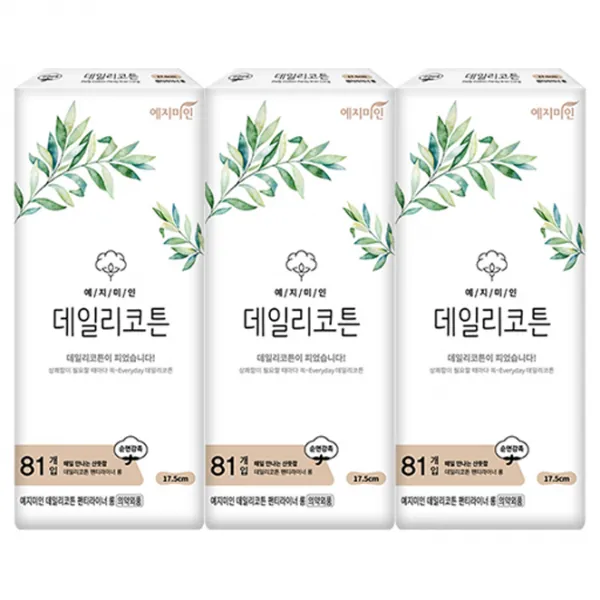 예지미인 데일리코튼 롱 팬티라이너, 81개입, 3팩