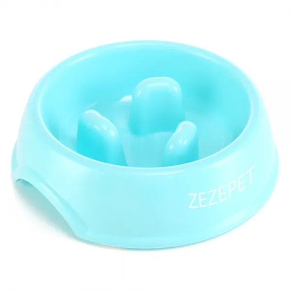 ZEZEPET 파스텔 심플 급체 방지 애완동물용 식기, 블루, 1개