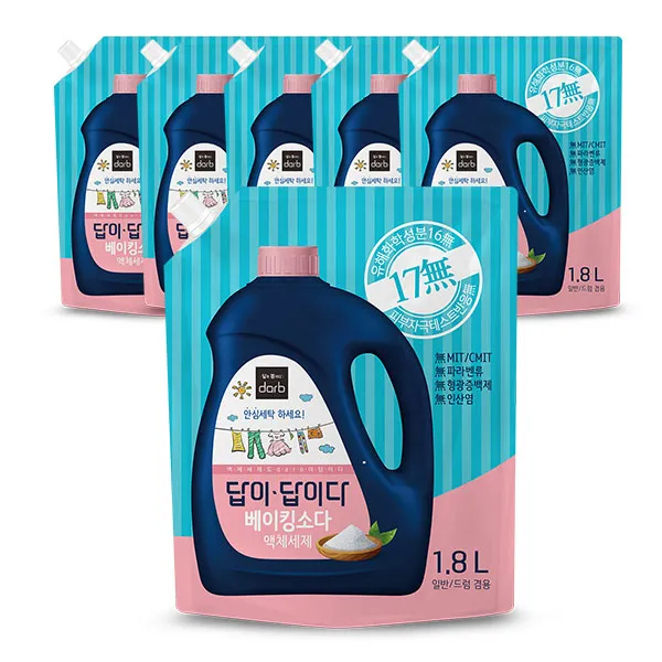 답이답이다 베이킹소다 액체세제 리필, 6개입, 1.8L