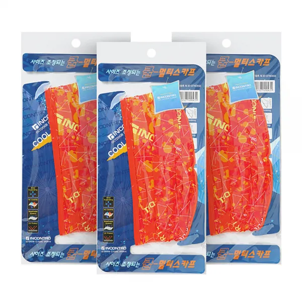 인콘트로 귀걸이 쿨 멀티스카프 넥워머 3p, 트라이 주황