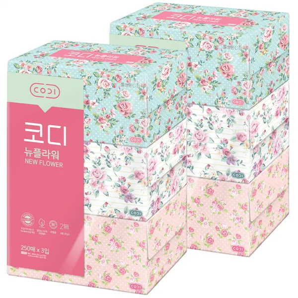 코디 뉴플라워 갑티슈 2겹, 3개입, 2팩