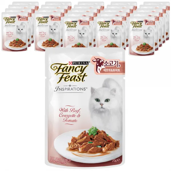 퓨리나 팬시피스트 인스퍼레이션 고양이 파우치, 소고기 + 애호박 + 토마토, 24개