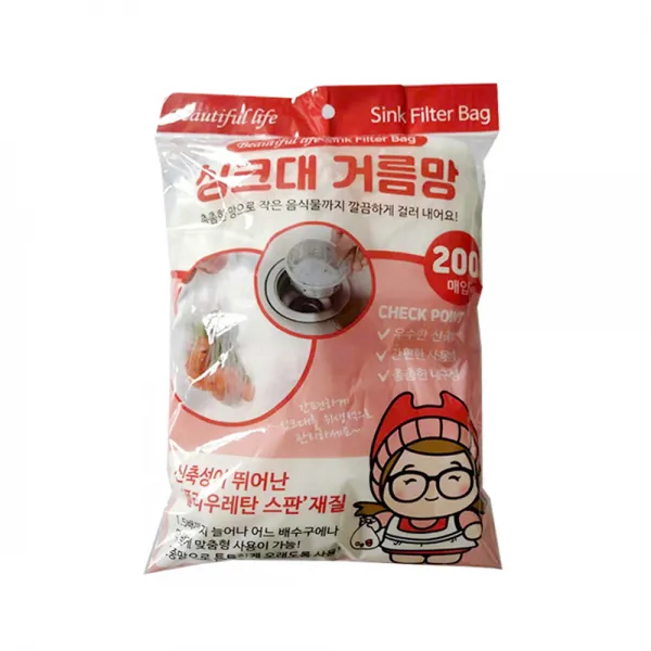 블루무역 뷰티풀라이프 싱크대 배수구 거름망 200개입 1개