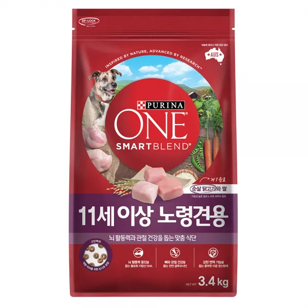 퓨리나 원 11세 이상 노령견용 닭고기 사료, 3.4kg, 1개