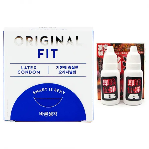 바른생각 내츄럴핏 콘돔 3p + 마사지젤 A + B, 1세트