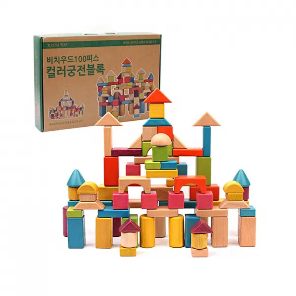 키움하우스 비치우드 궁전 원목블록 100p 혼합 색상