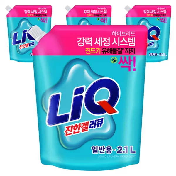 리큐 진한겔 하이브리드 액상세제 일반용 리필, 2.1L, 4개