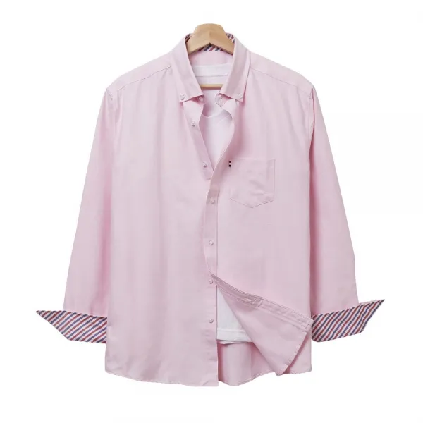 핫코드 남성용 옥스포드 핑크 남방 빅사이즈 긴팔 셔츠 Hc109