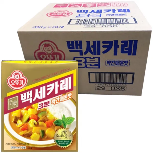 오뚜기 3분 백세카레(약간매운맛), 24개, 200g