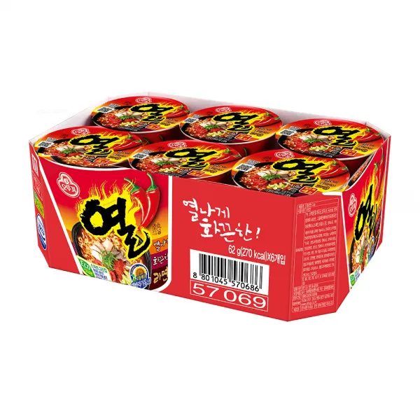 오뚜기 열라면 미니컵 62 g, 6개