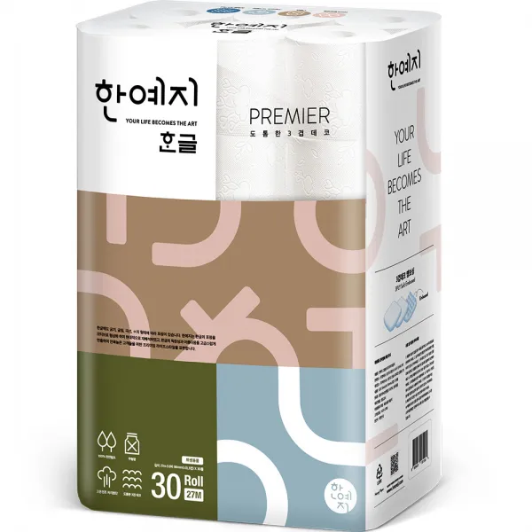 한예지 한글 프리미어 3겹 롤화장지 27m 30롤 1개