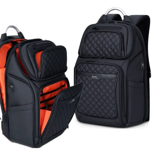 Rowe 퀼팅 멀티포켓 17인치노트북수납 Usb백팩 대용량