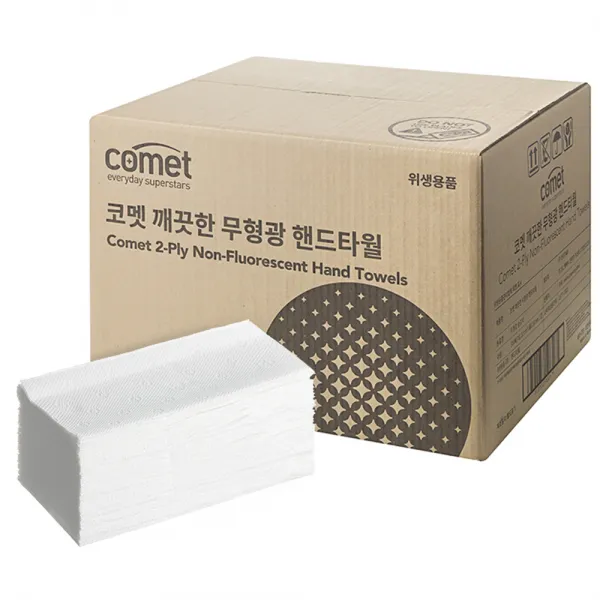 코멧 깨끗한 2겹 무형광 핸드타올, 100매, 50개
