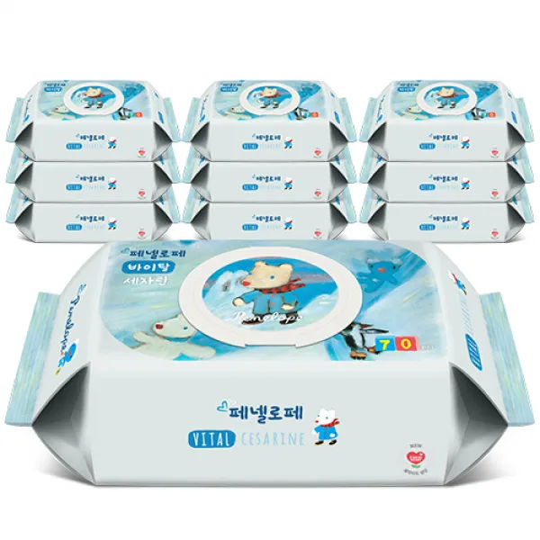 페넬로페 바이탈 세자린 아기물티슈 캡형 70매 10팩