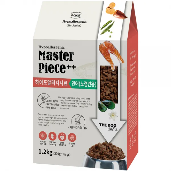더독 노령견용 닥터소프트 명작 하이퍼 습식 사료, 연어, 1.2kg