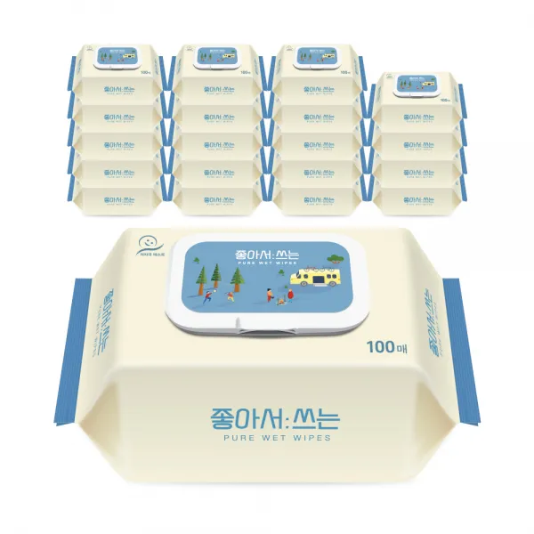 배냇짓 좋아서쓰는 아기 물티슈 캡형, 100매, 24팩