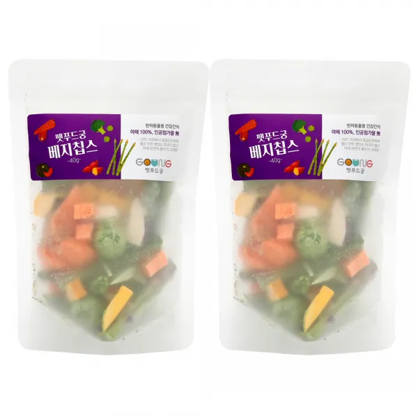 펫푸드궁 반려동물 베지칩스 간식 40g, 야채맛, 2개